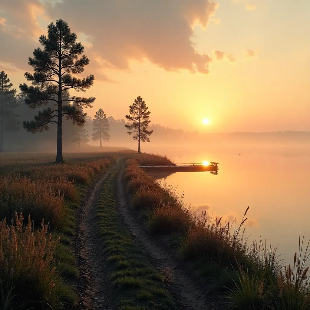 Sunrise Mist over Weaver, Minnesota Landscape