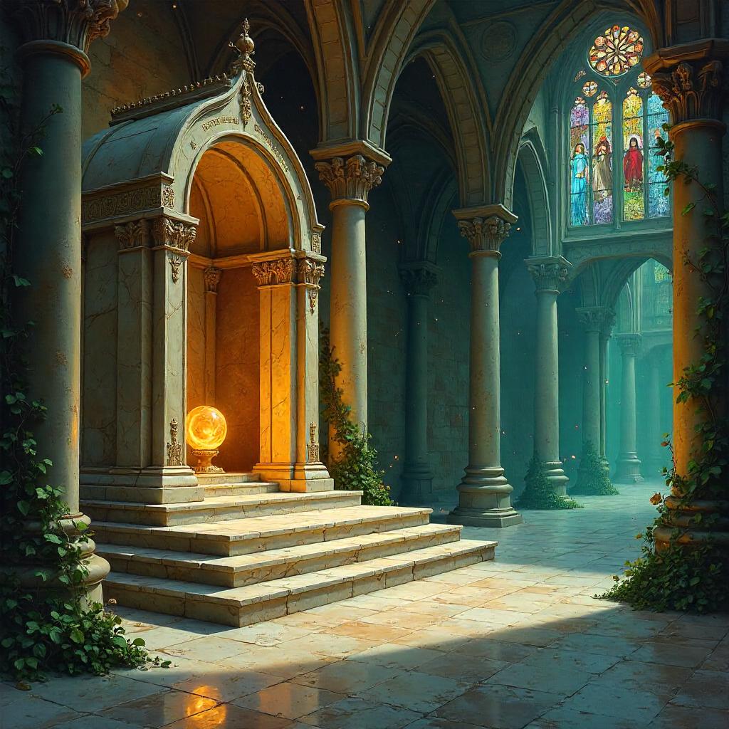 Temple in an Enchanted Castle — Oil Painting