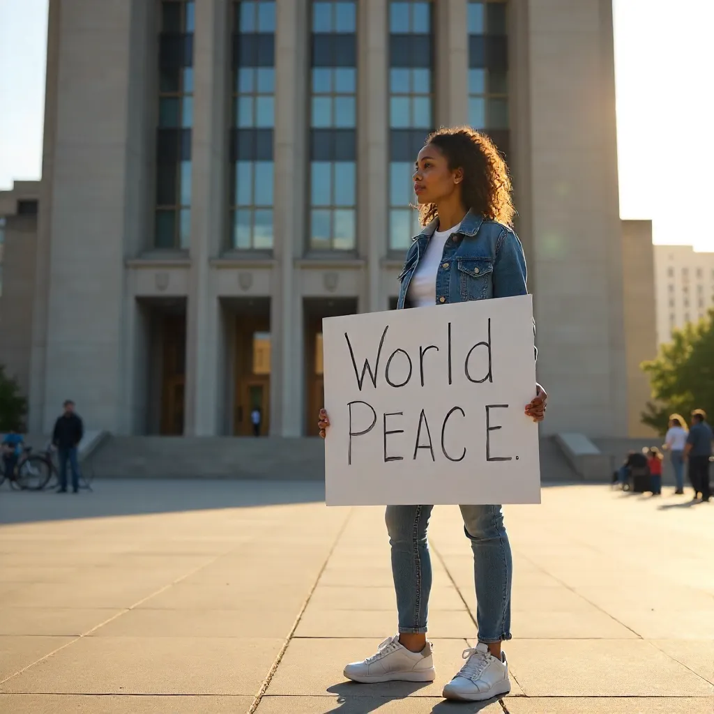 World Peace Protester Outside Hennepin Center