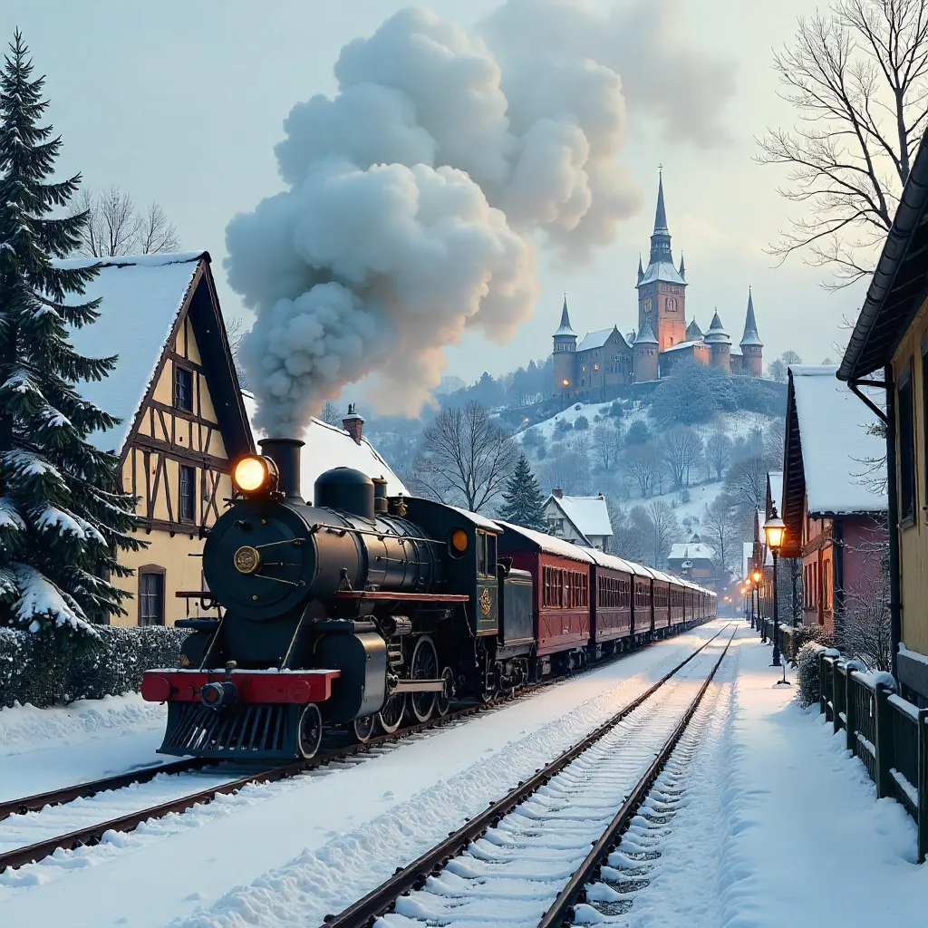 Historic Steam Train through Snowy Wernigerode