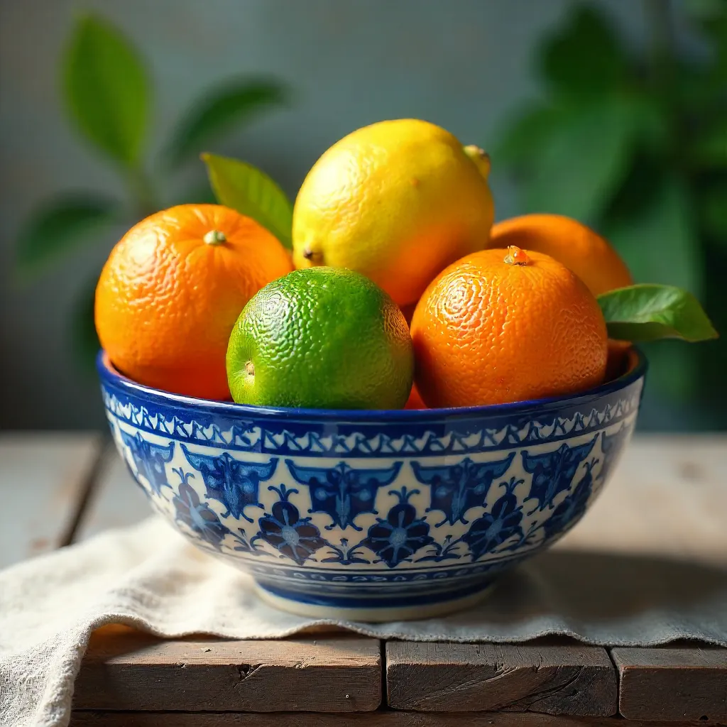 Vibrant Citrus Bowl on Textured Surface