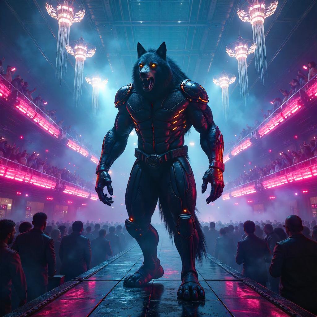 Neon Howl: Cyberpunk Werewolf at the Concert Hall
