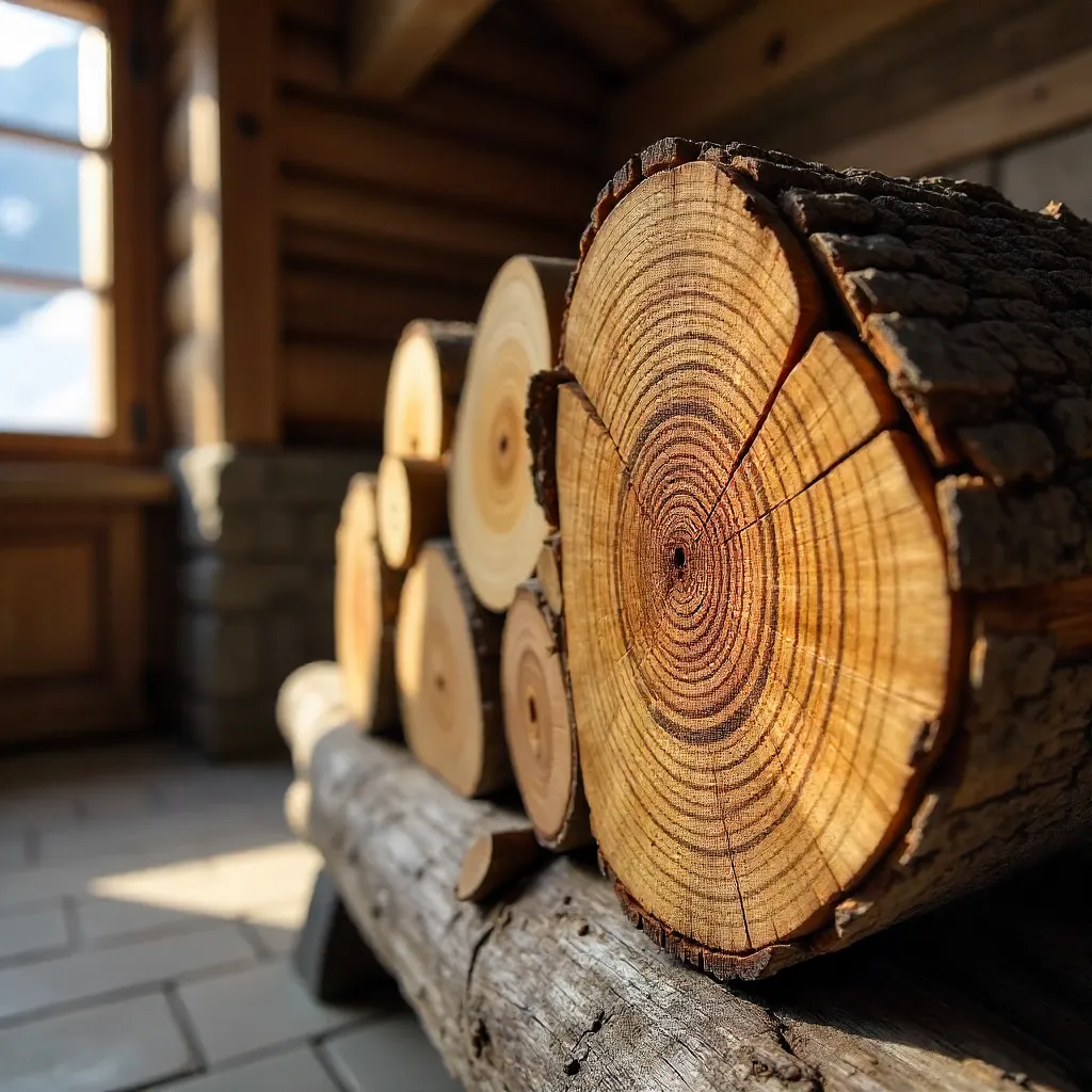 Alpine Firewood Close-Up: Rustic Stacks