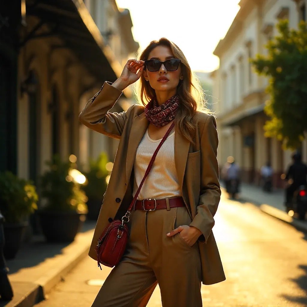 Sunlit Bandung Fashion Moment: City Style Pose