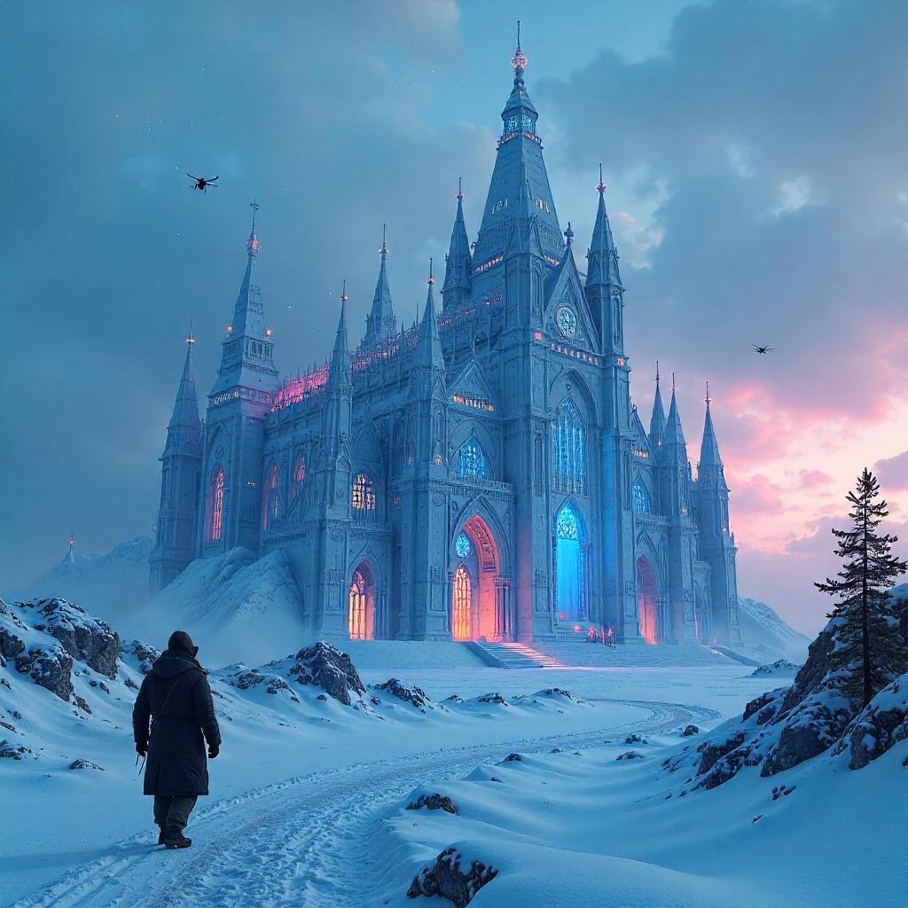 Neon Tundra Cathedral: Cyberpunk Sanctum