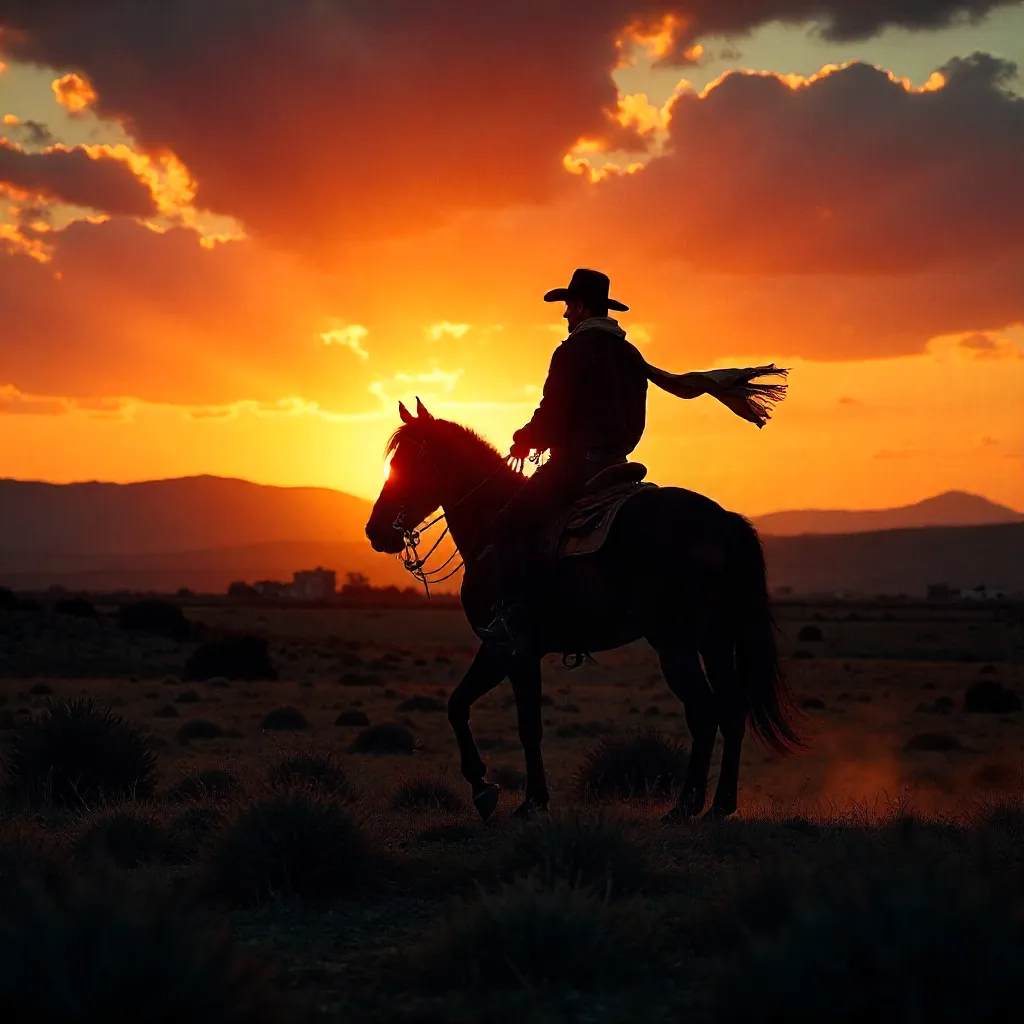 Silhouette of a Cowboy in Ardıç, Kayseri at Sunset