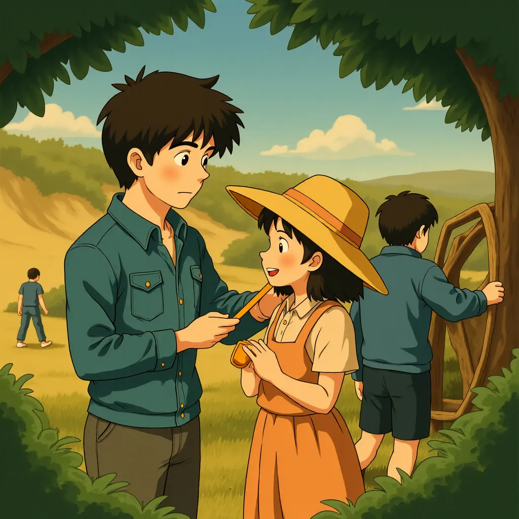 Ryan Gosling and Emily Blunt in The Fall Guy (2024) - Ghibli style