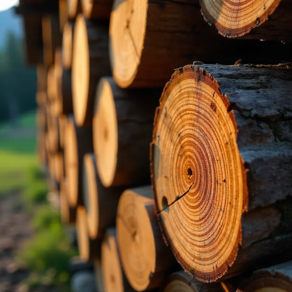 Artistic Close-Up: Stacked Firewood in Austria