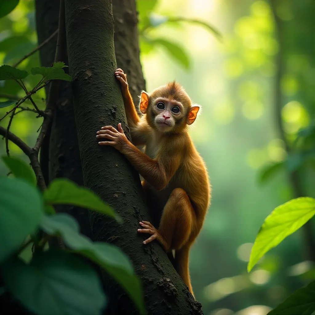 Lively Monkey in Lush Green Canopy