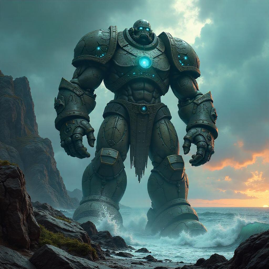 Golem on a Rocky Outcrop - Concept Art