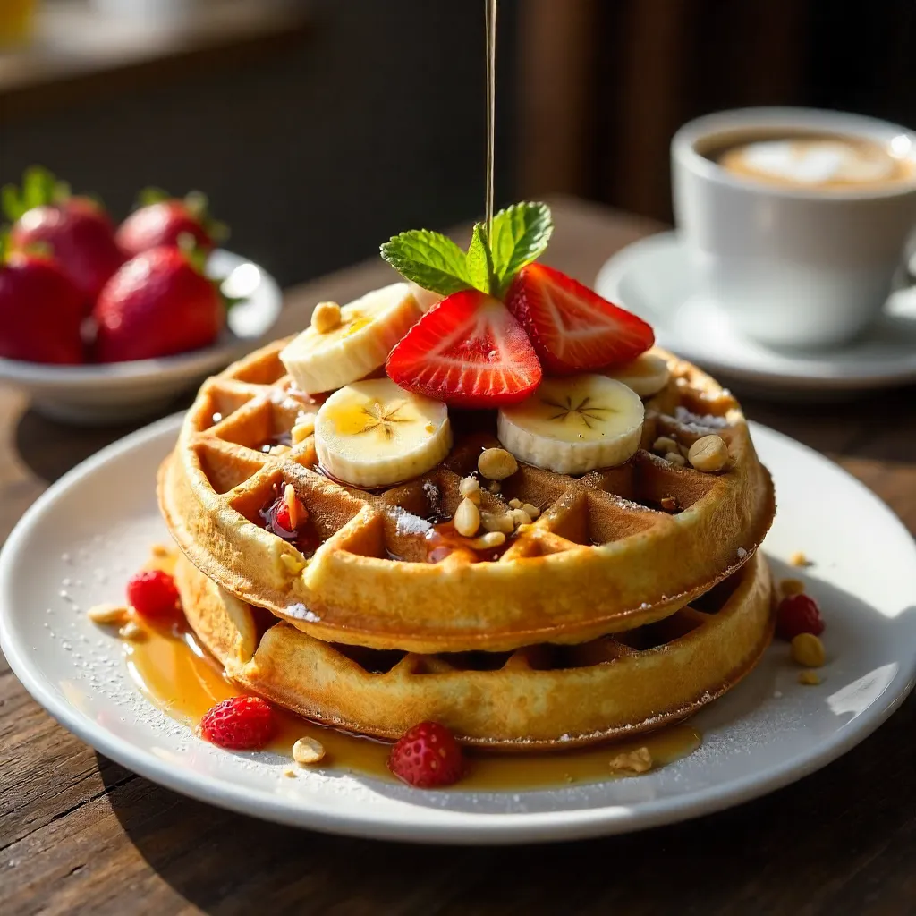 Golden Belgian Waffles with Fresh Fruit