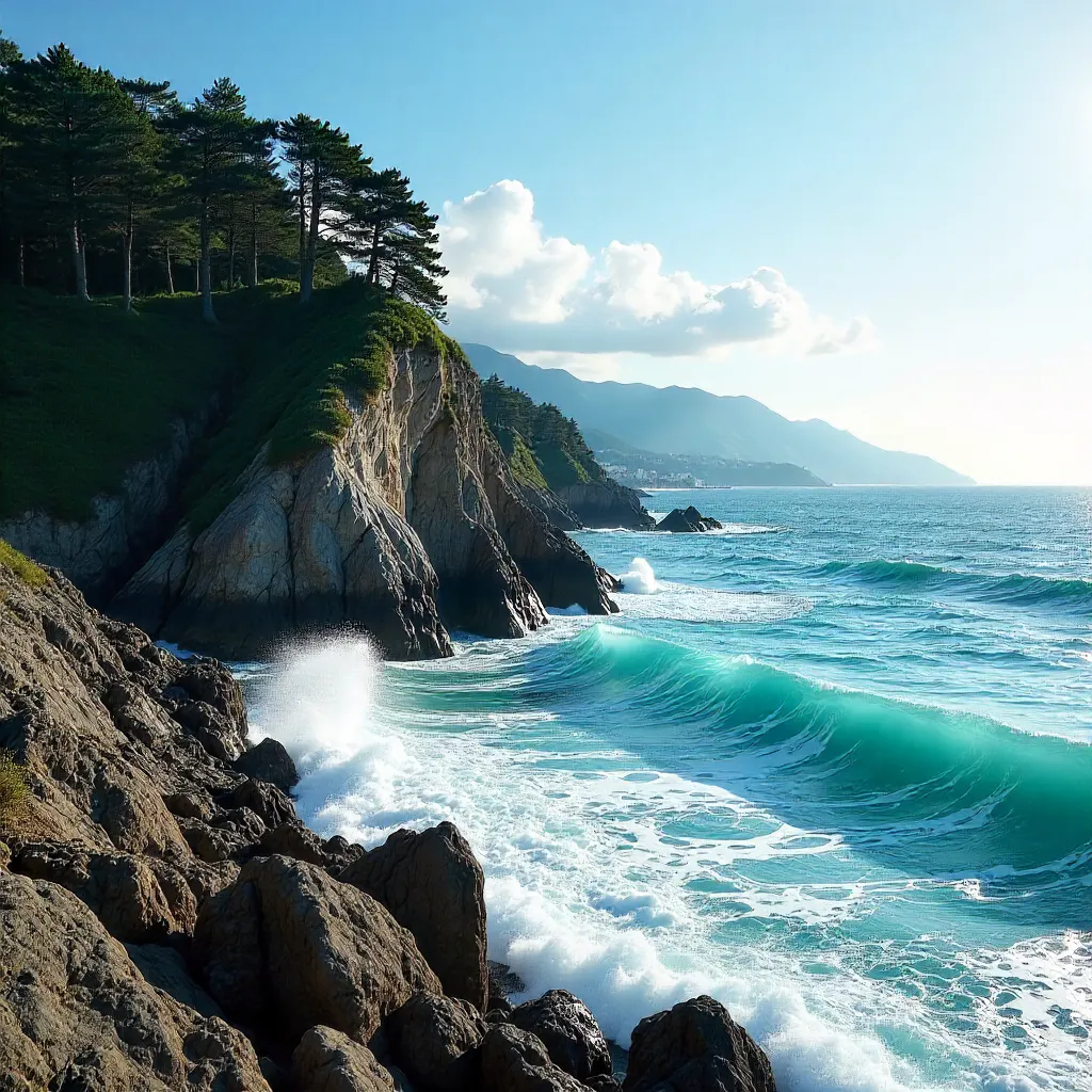 Wakayama Cliffside Waves at Golden Hour