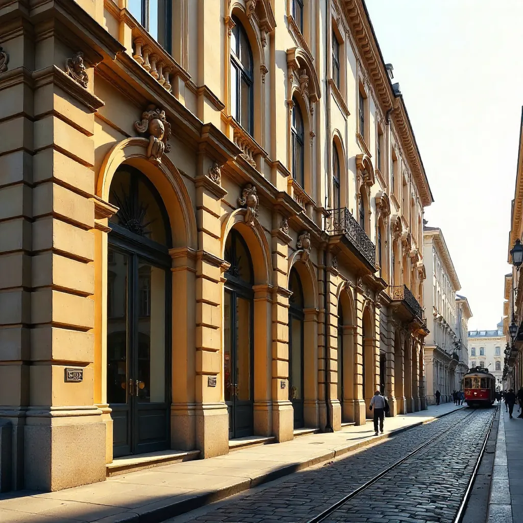 Intricate Viennese Facade at Golden Hour