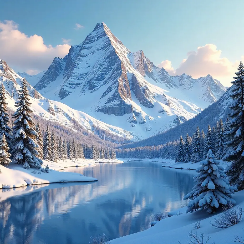 Remote Snow-Capped Peaks at Winter Dawn