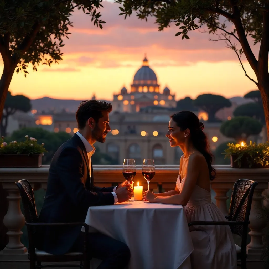 Sunset Romance Over St. Peter's Basilica Dome