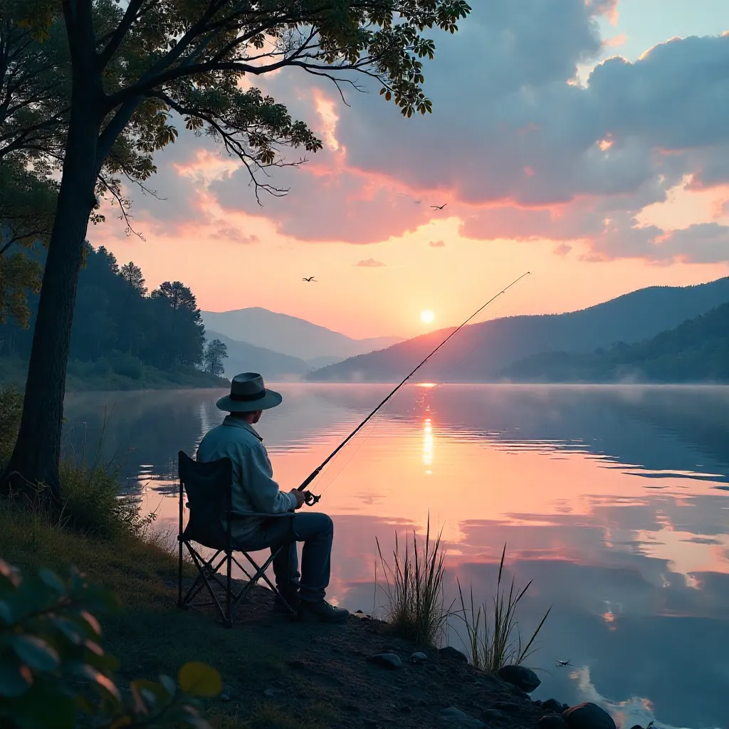 Dusk by the Tranquil Lakeside