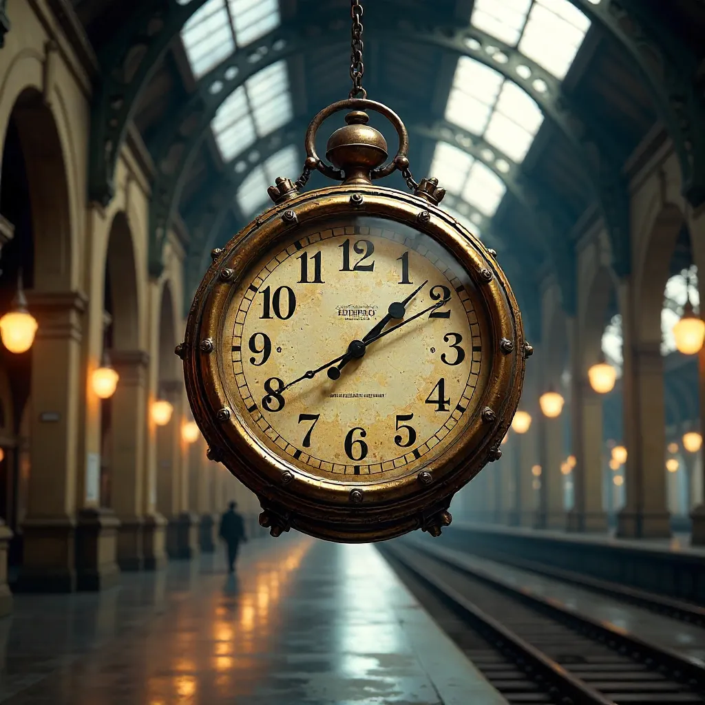 The Grand Vintage Clock in the Iron Cathedral Train Station