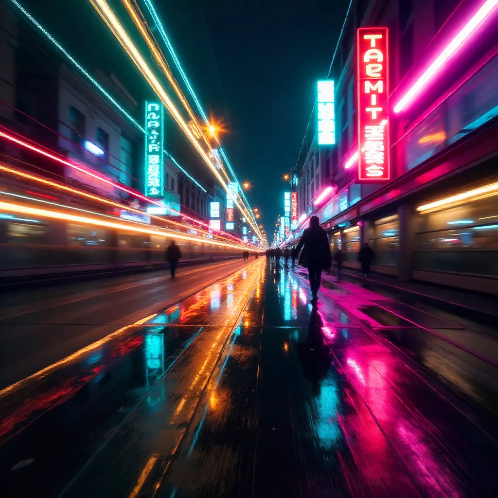 Neon Night Motion Blur: Frenzy of Color