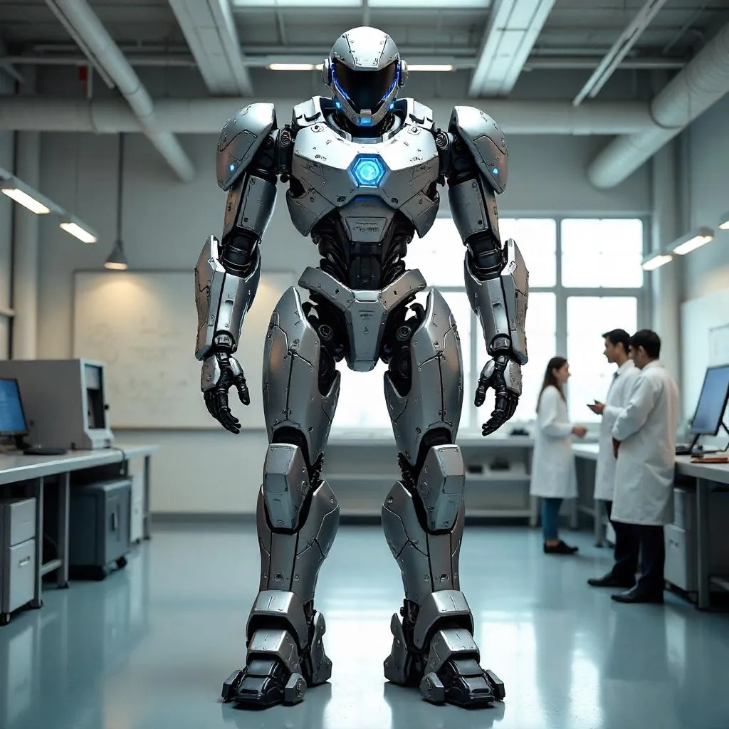 Photoreal Mech Suit in a University Lab