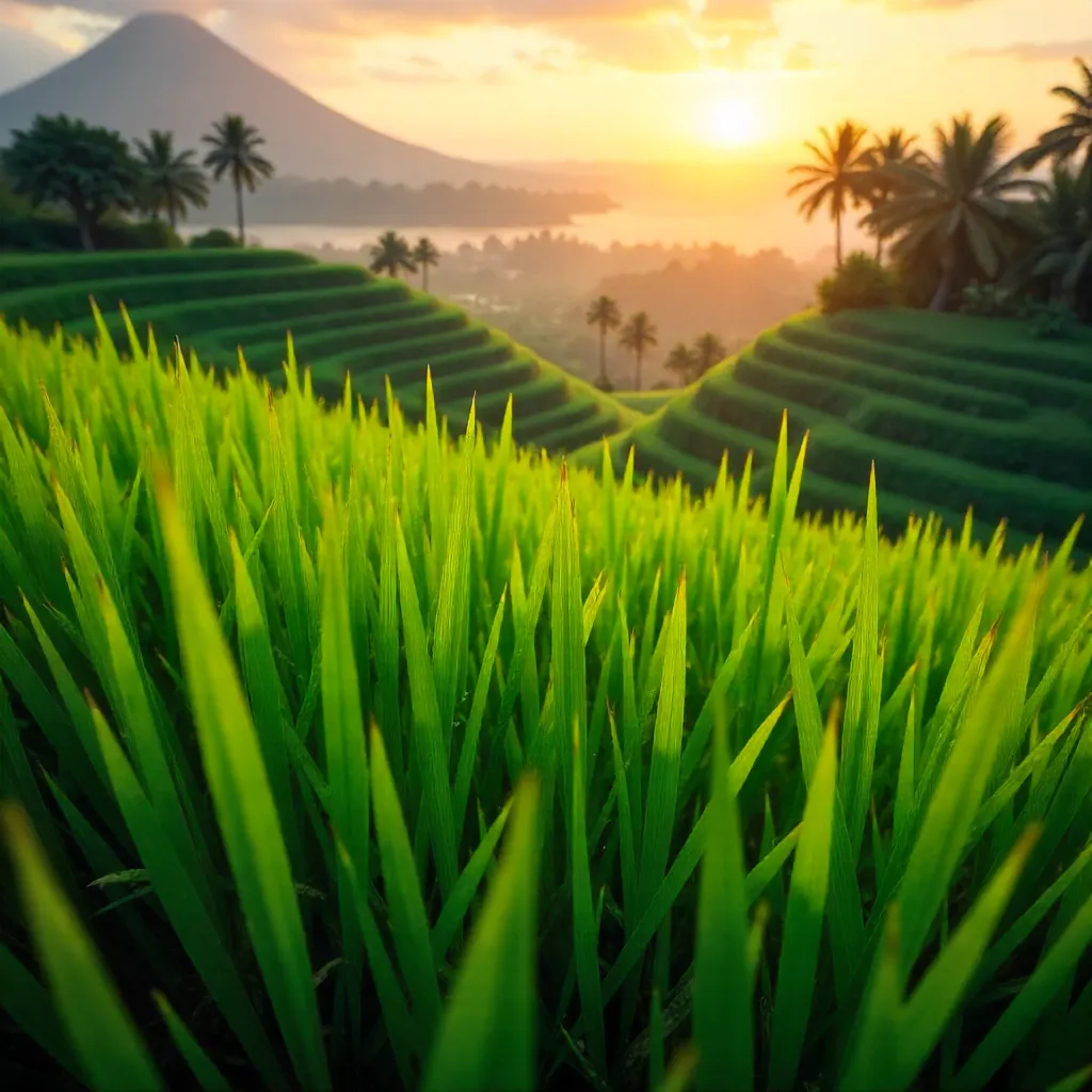 Dew-kissed Balinese Rice Fields at Dawn
