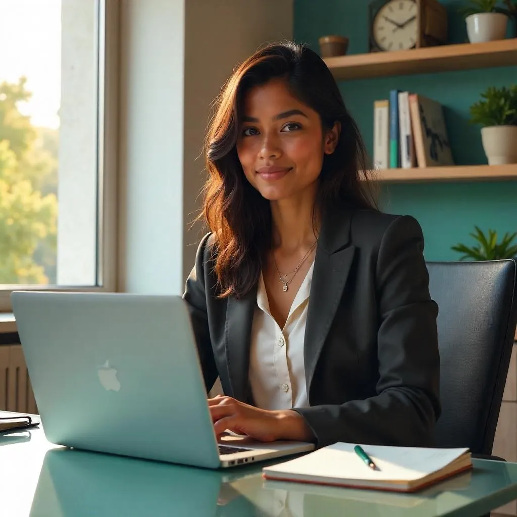 Portrait of a Young Indian Woman in a Modern Workspace