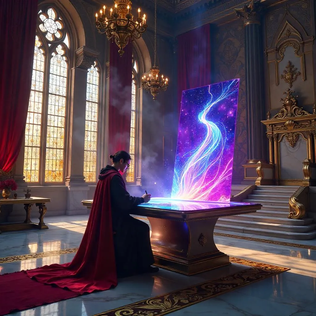 Digital Artist in a Grand Throne Room