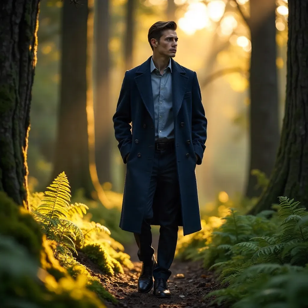 Confident Elegance in a Forest Wool Coat