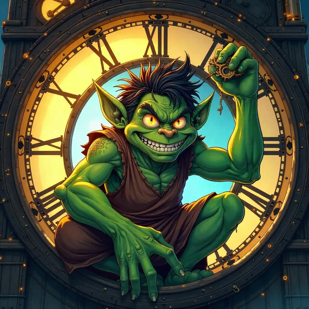 Giant Clock Troll: An Anime Clockwork Encounter