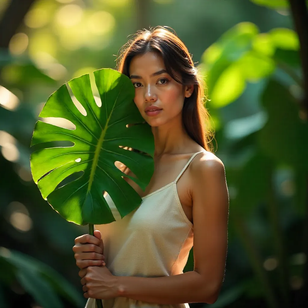 Gazing at the Monstera in a Lush Jungle