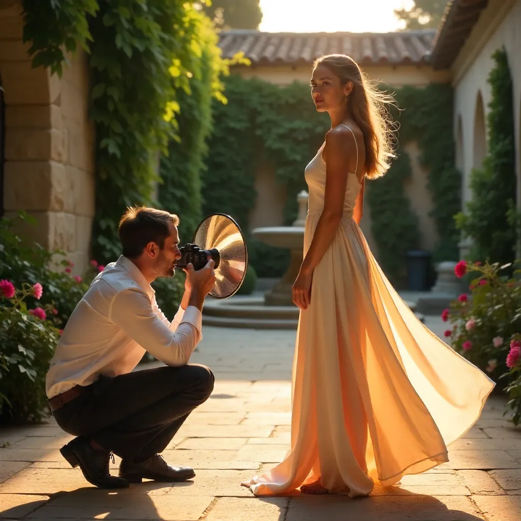 Outdoor Fashion Photoshoot: Photographer Capturing Model