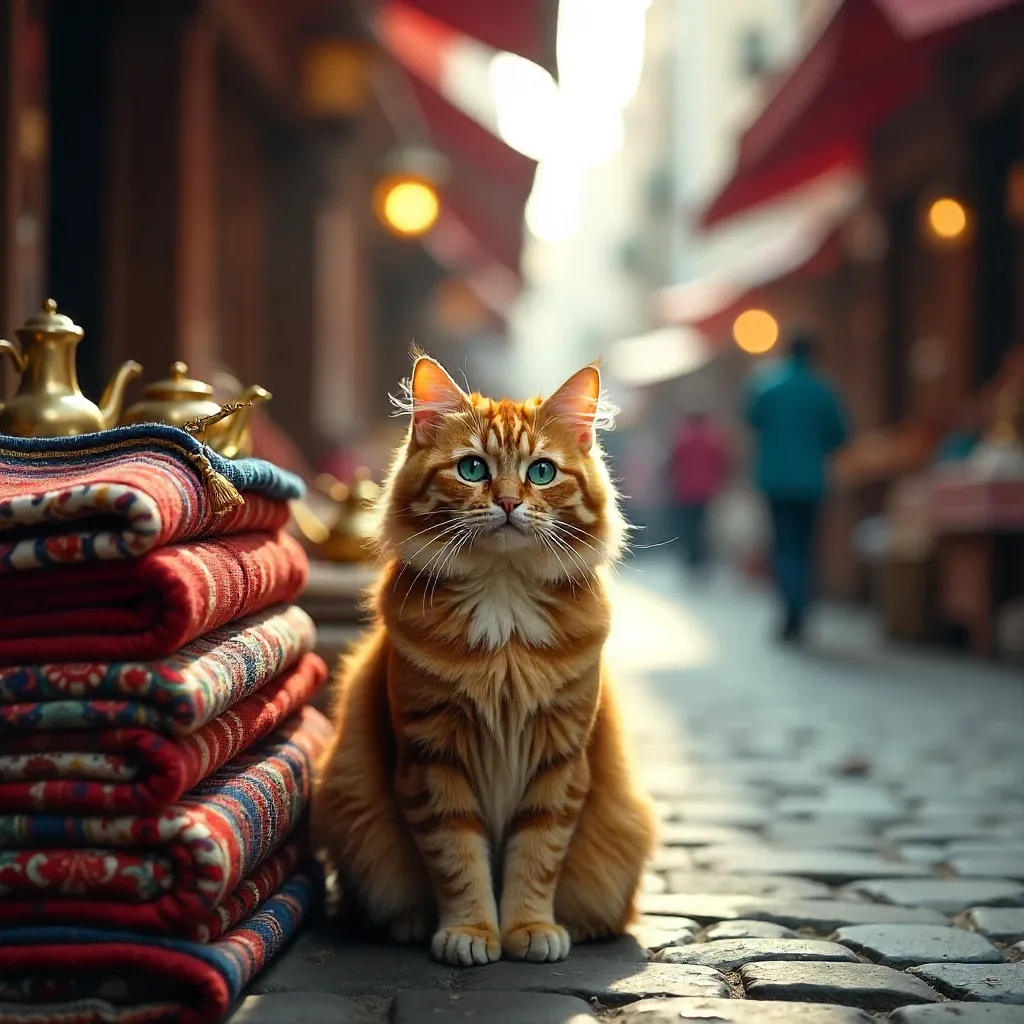 Adorable Cat by Vibrant Carpets in Istanbul