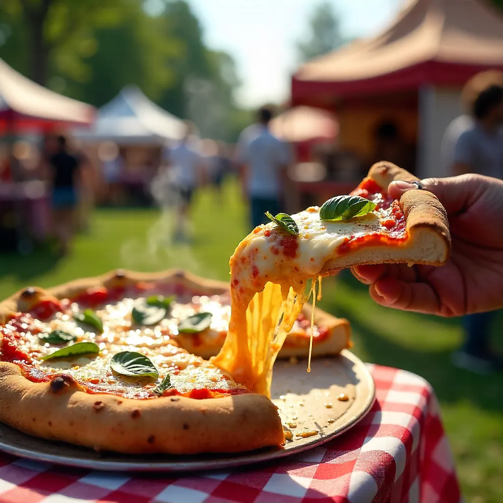 Melting Cheese Slice at Outdoor Summer Event