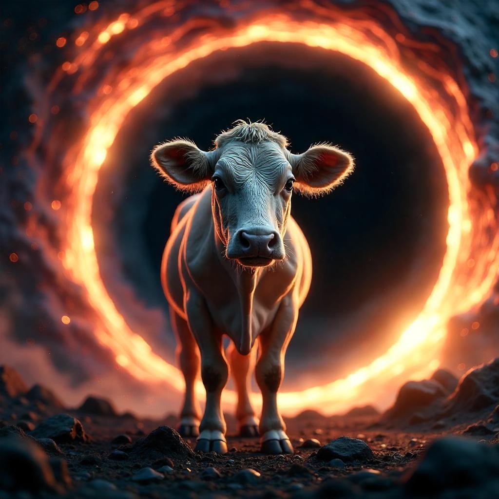 Cow in a Black Hole: A 3D Surreal Space Render
