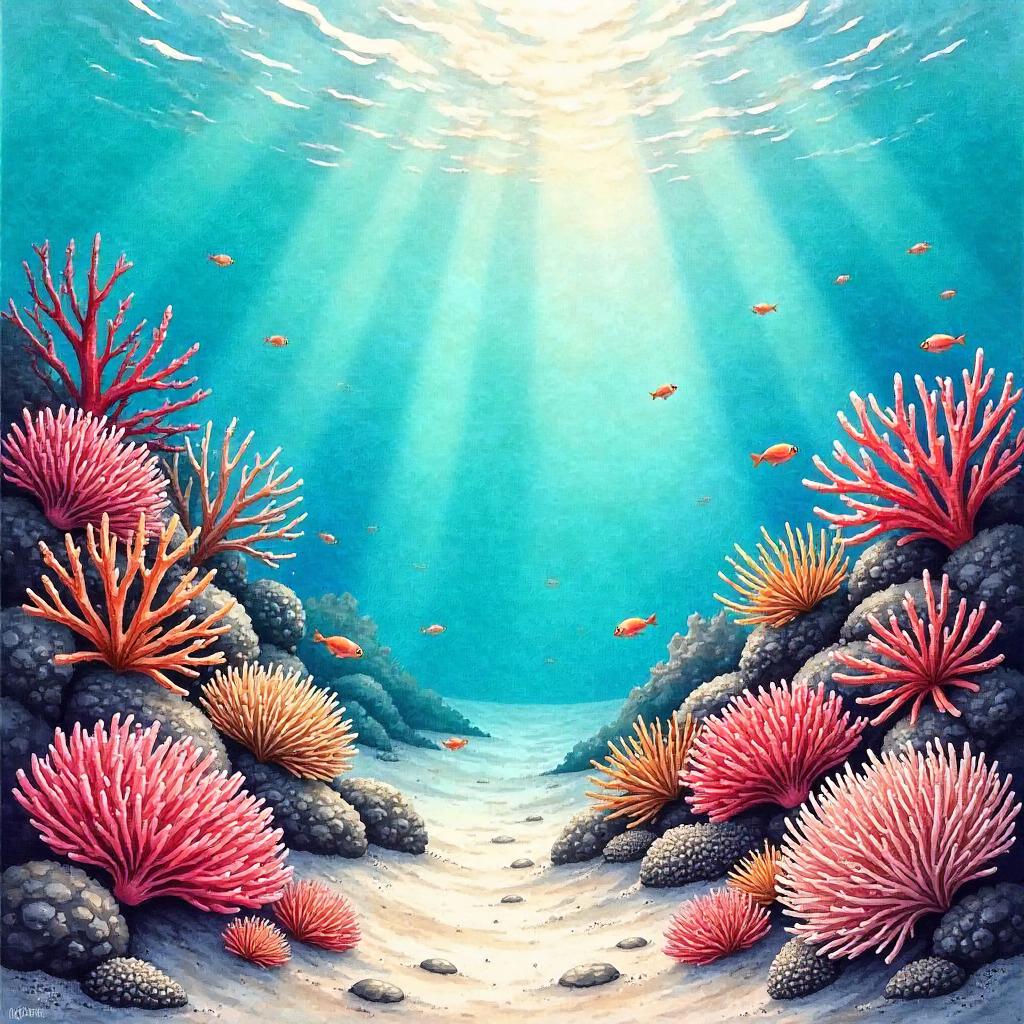 Dreamy Watercolor Coral Reef Painting
