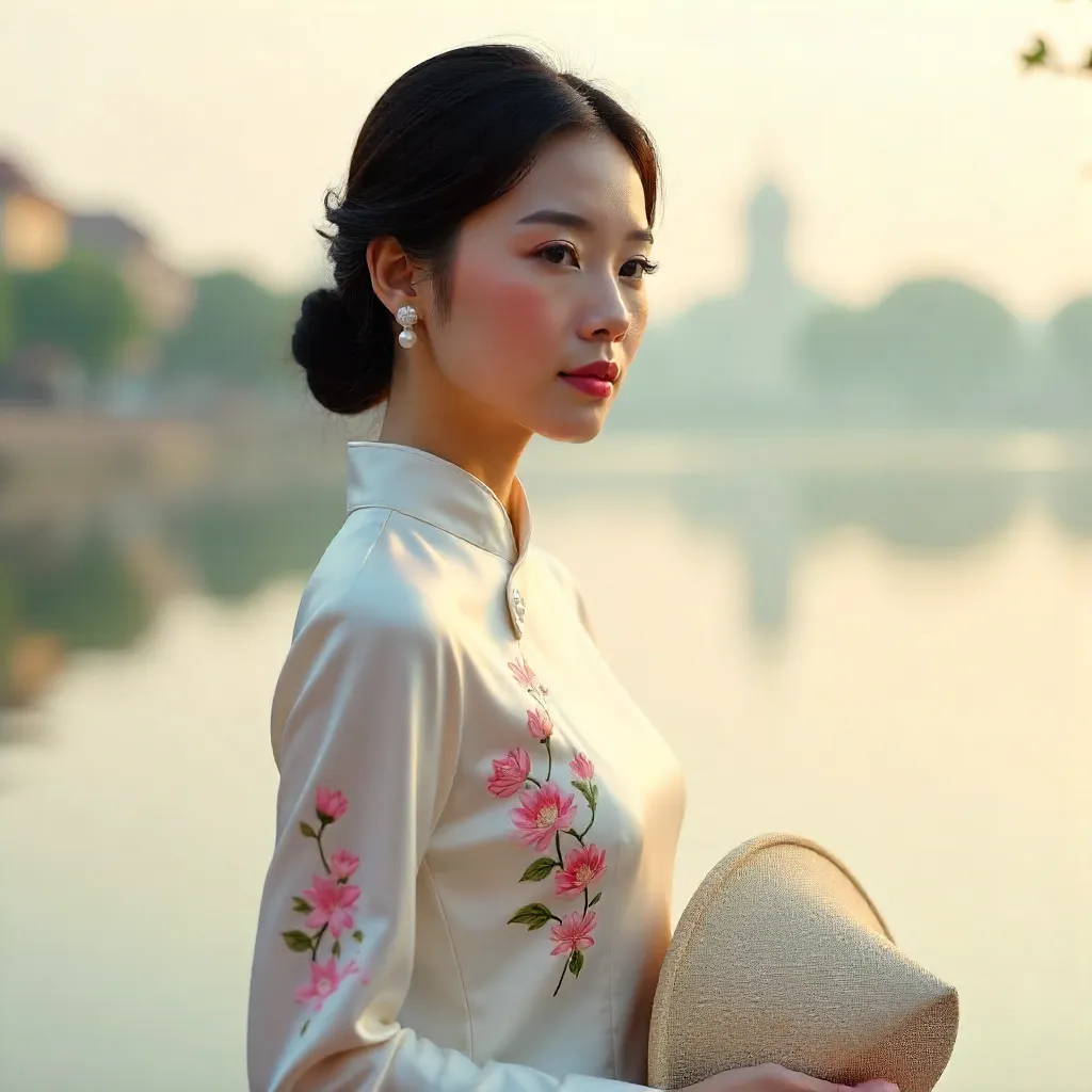 Ao Dai Portrait of a Woman in Hanoi