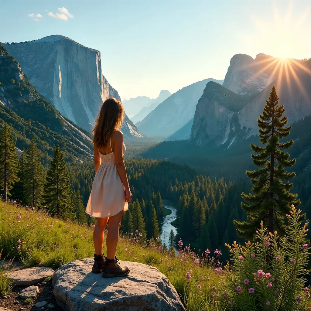 Summer Vibes in Yosemite: Woman Embracing Nature