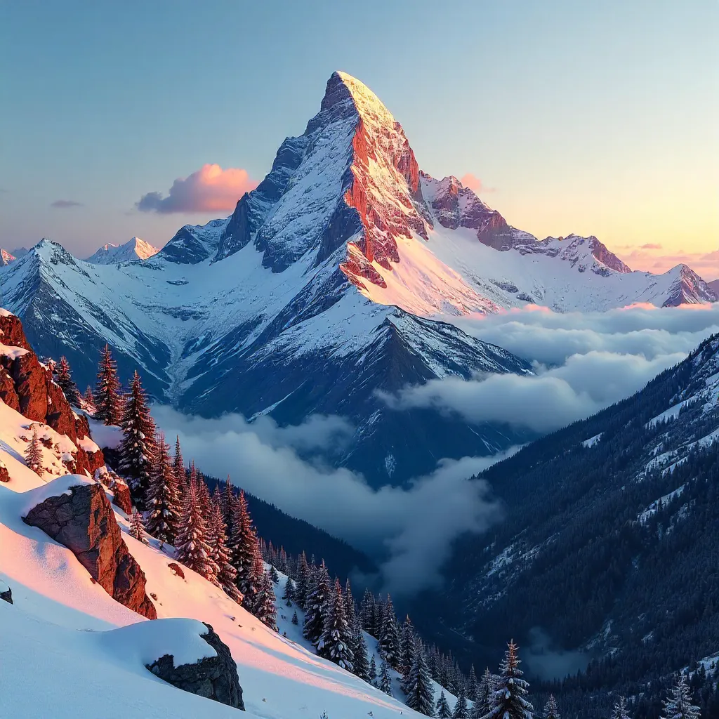 Alpine Sunrise: Peak in Alpenglow