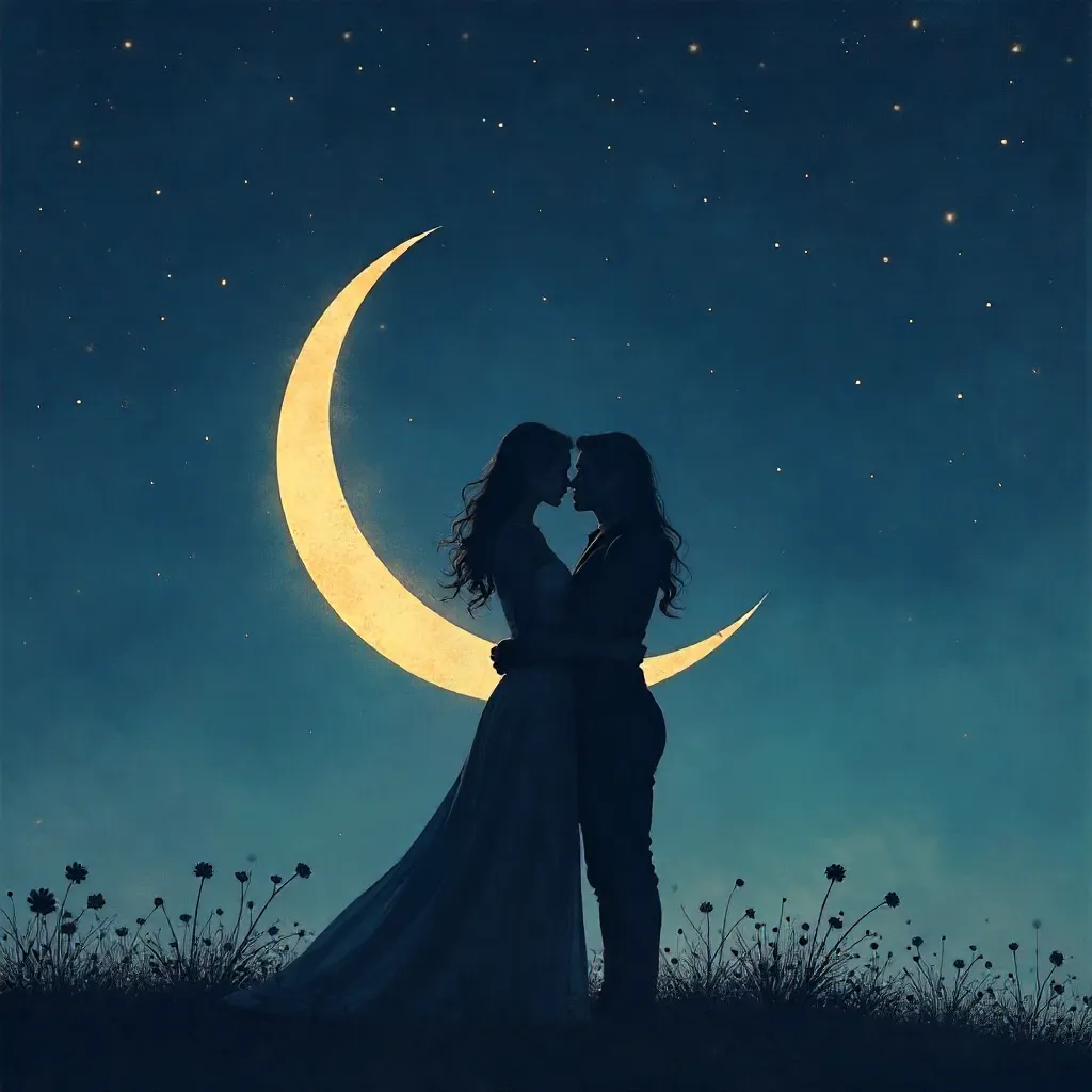 Moonlit Romance: Abstract Silhouette of a Couple
