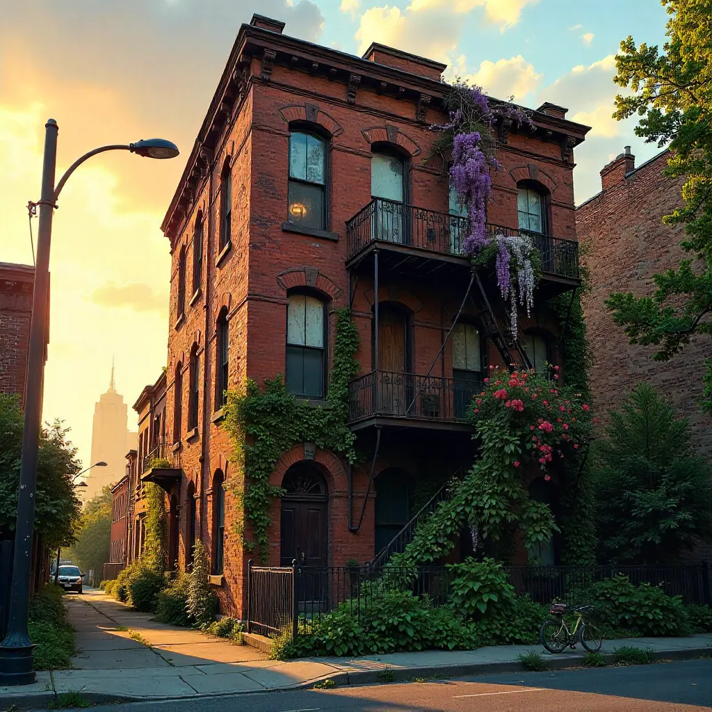 Sunset Vines Cloak an Abandoned Urban Facade
