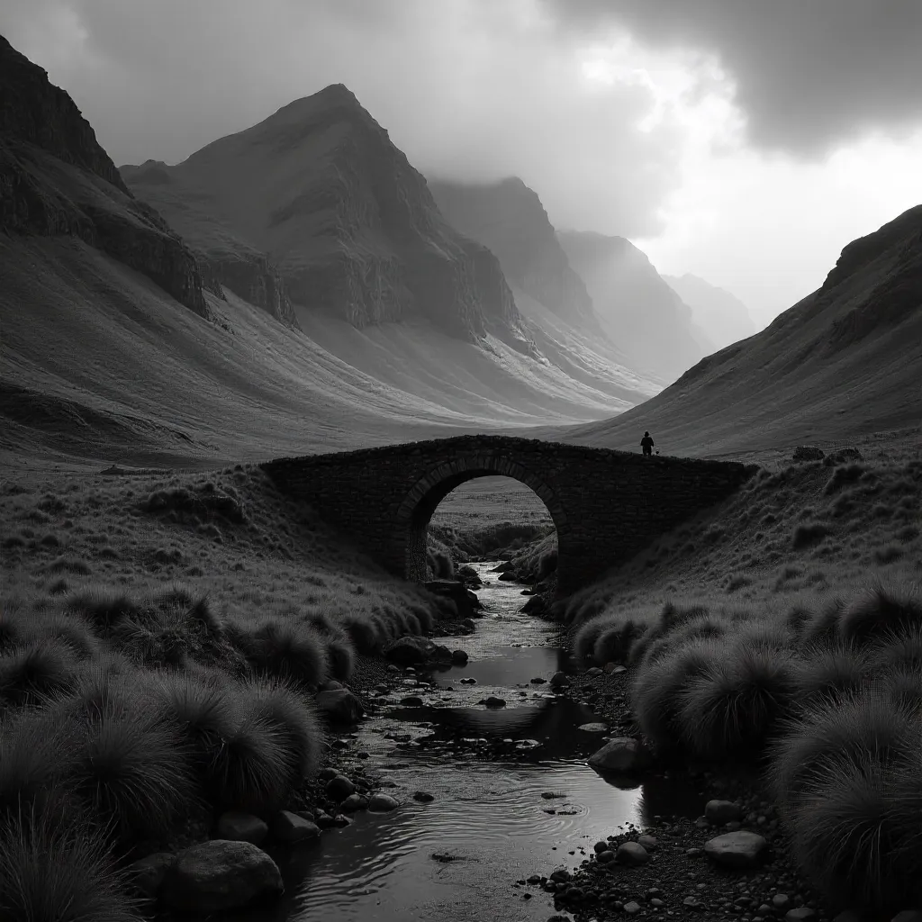 Dramatic Black-and-White Ridge at Pont Pen-y-benglog