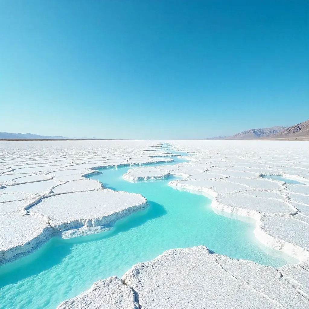 Azure Serenity: Salt Flat and Turquoise Lagoon