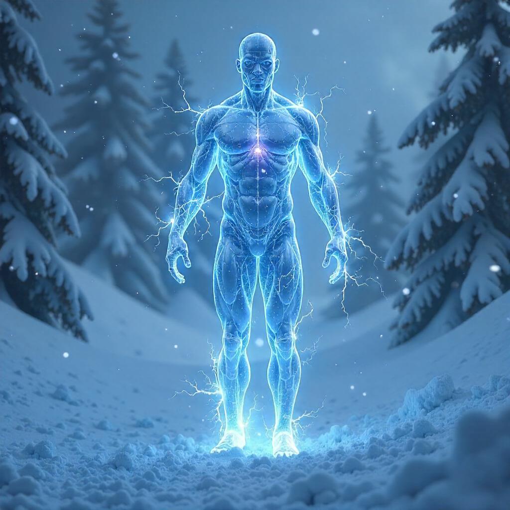 Electric Energy Being in a Blizzard - 3D Render