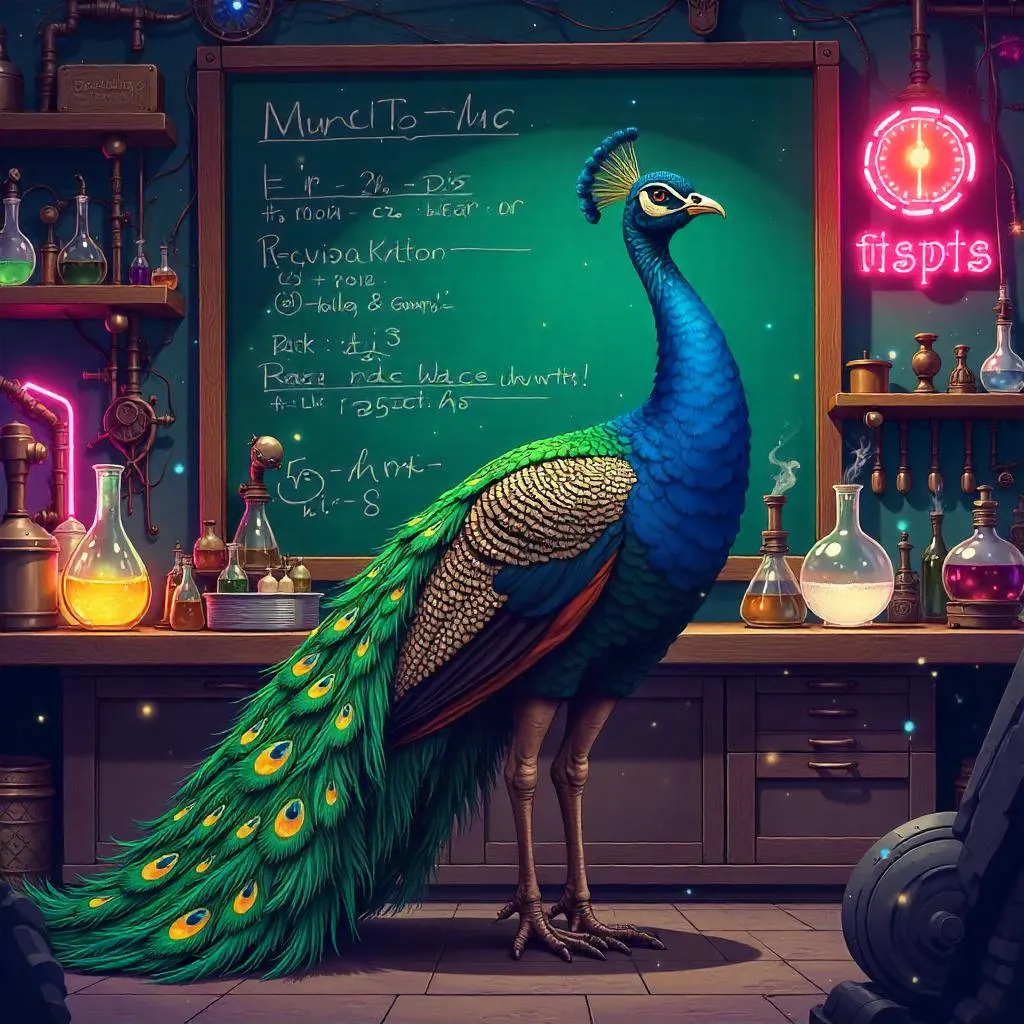 Peacock in a Mad Scientist Lab - Anime Style