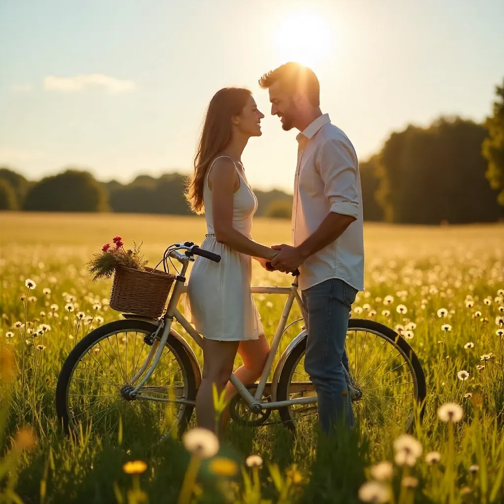 Golden Hour Romance in a Sunny Field