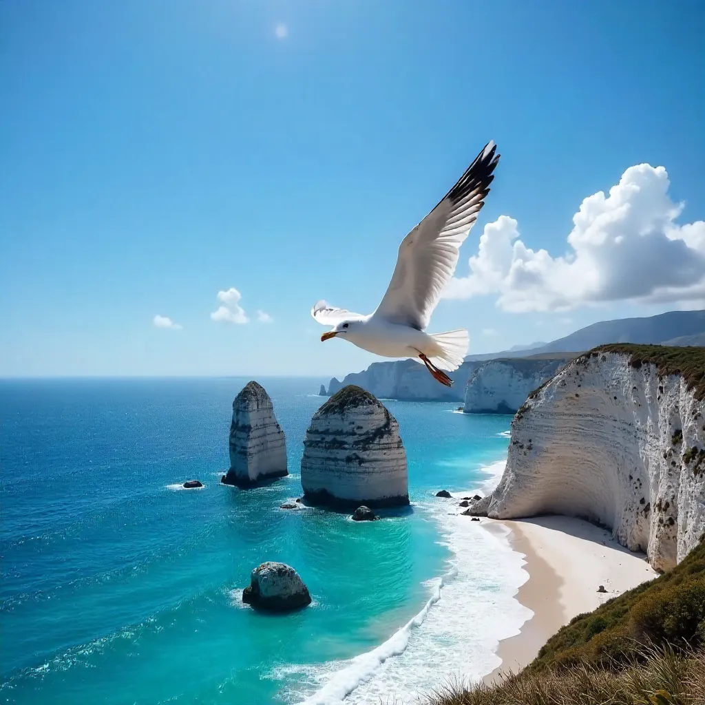 Seagull in Flight Over Arraial do Cabo, Brazil