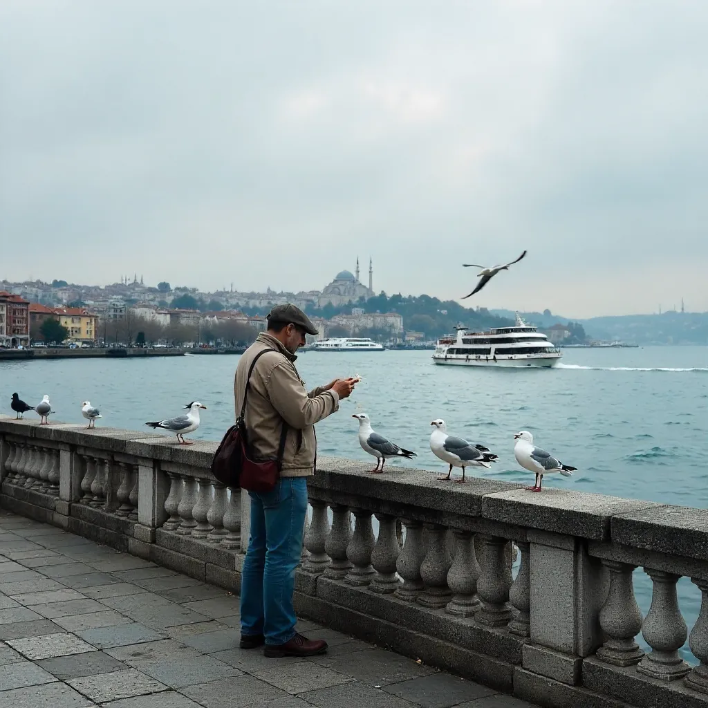 Seagulls by the Bosphorus in Istanbul