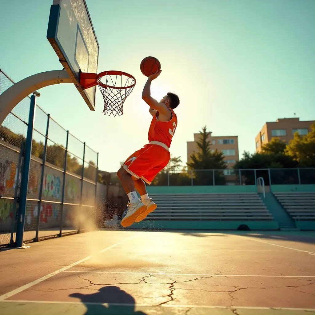 Dramatic Outdoor Hoop Swish in Golden Hour
