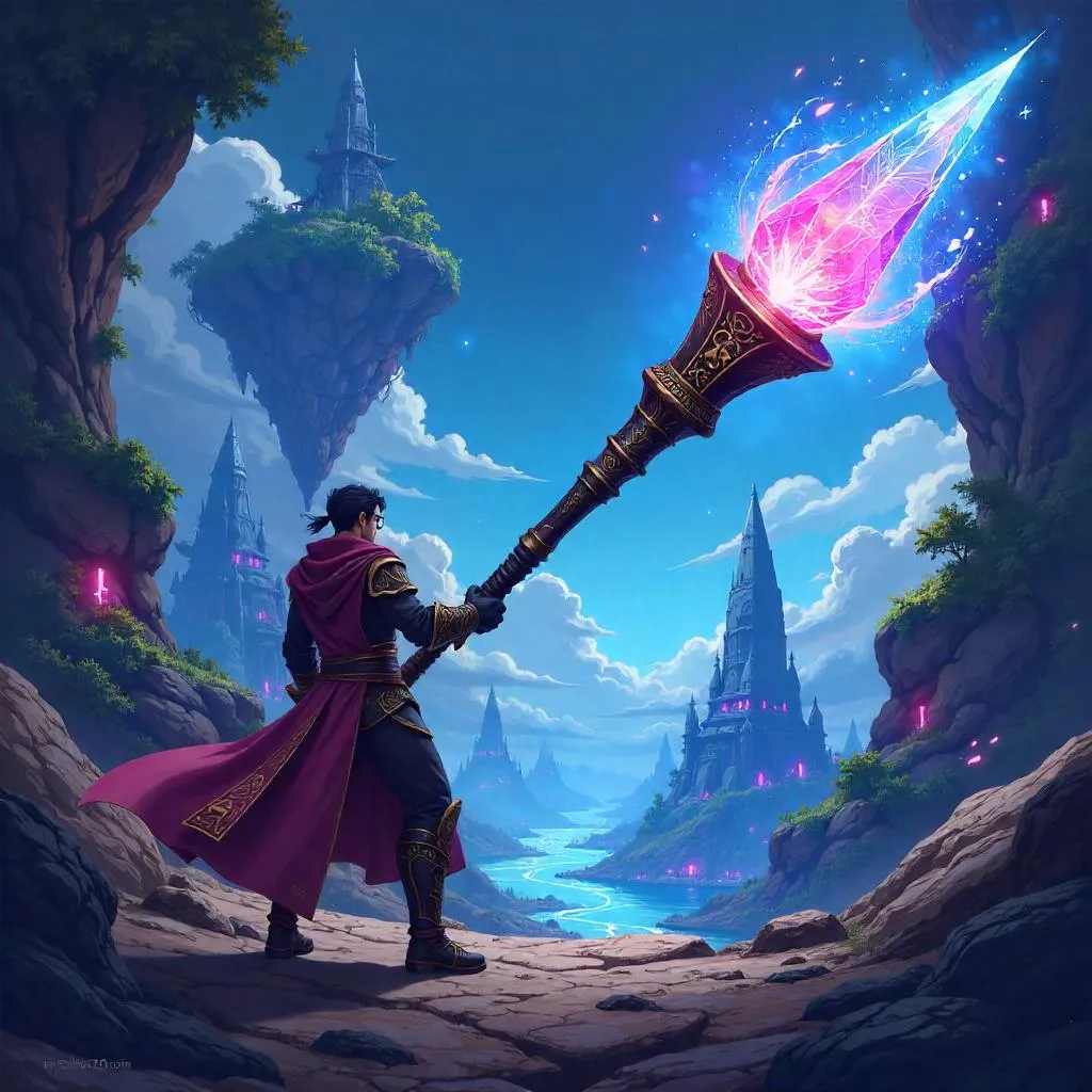 Anime Style Magic Wand in a Dynamic Video Game World