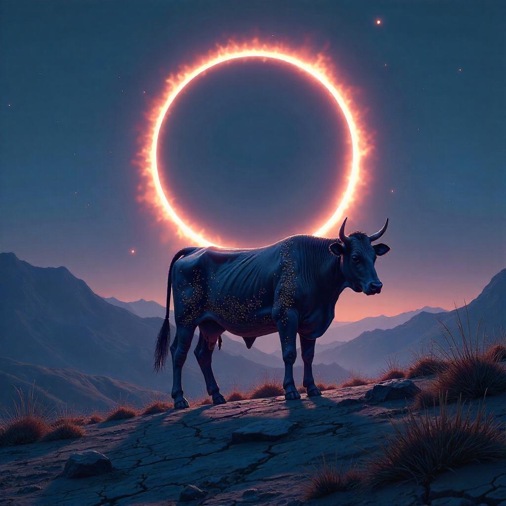 Eclipse Cow: Concept Art in Shadowed Light