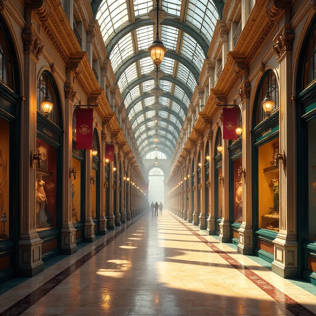 Victorian Arcade: Glow of Gilded Iron and Glass